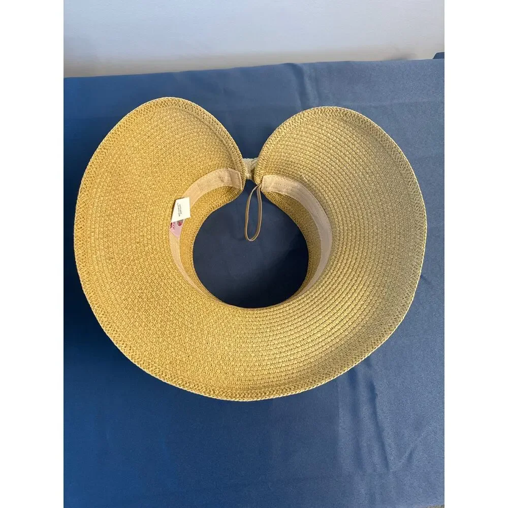 MarleyLilly‎ Open Top Tie Back Adjustable Woven Sun Hat NWT